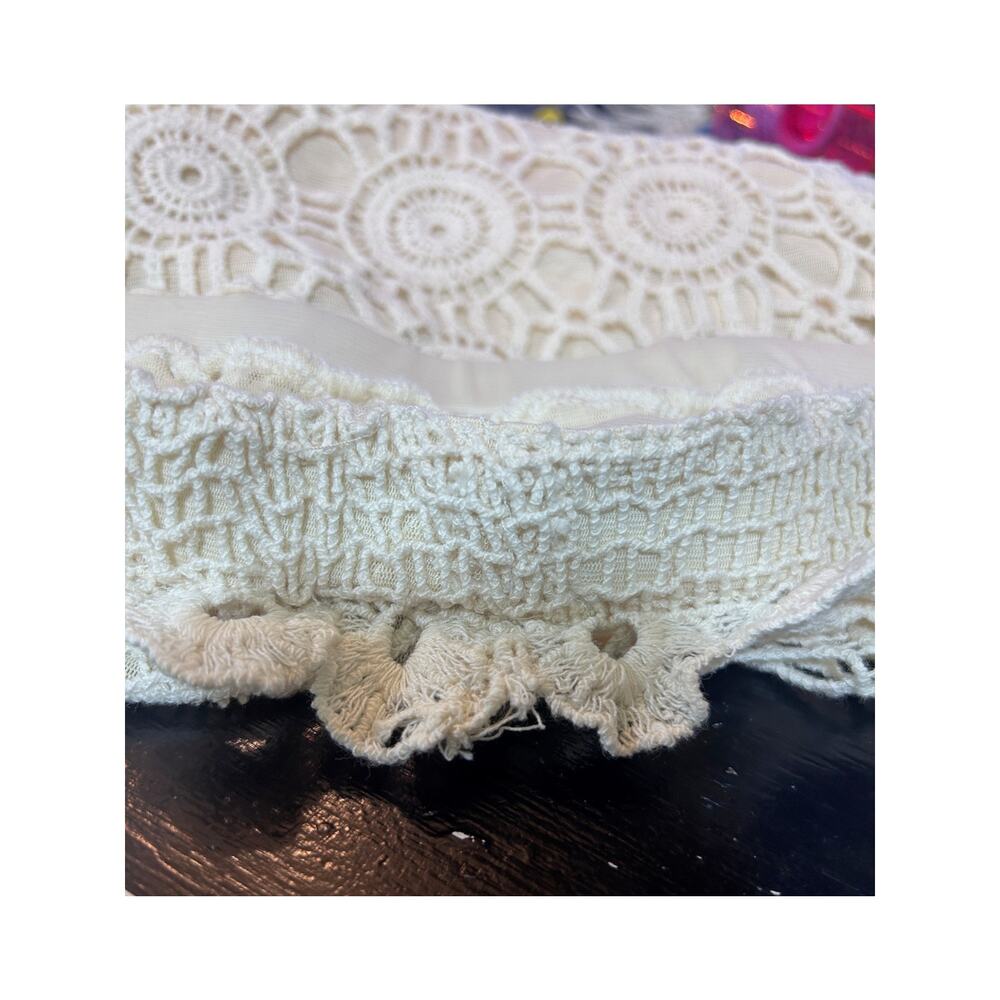 ForCynthia Beachwear M Cream Crochet Skirt Cotton Lined Beachy Coastal Boho - Picture 8 of 8